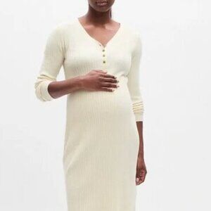 Gap Maternity CashSoft Henley Midi Sweater Dress | Mountain Pine | Size M
